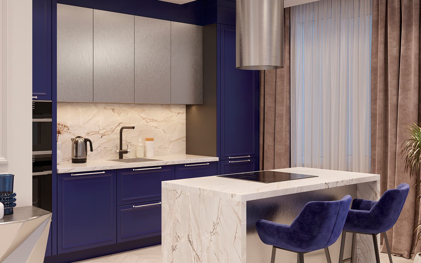 Кухонный гарнитур Порта + Бриф серебро